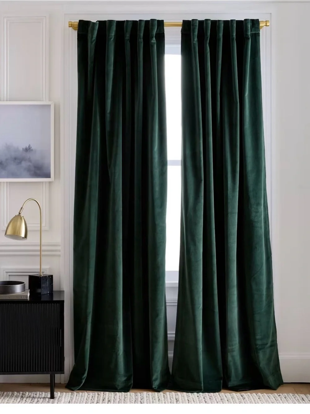 New Quince Cotton Velvet Room Darkening Curtain - Single Panel 48x84 ColorSpruce